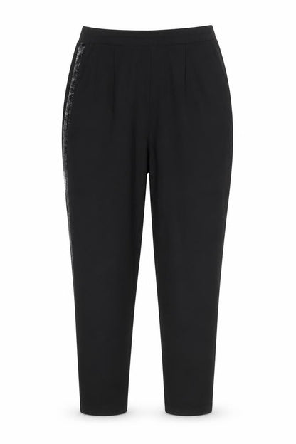 Oasis Women Black Size 8 Tapered Sequin Trim Trousers