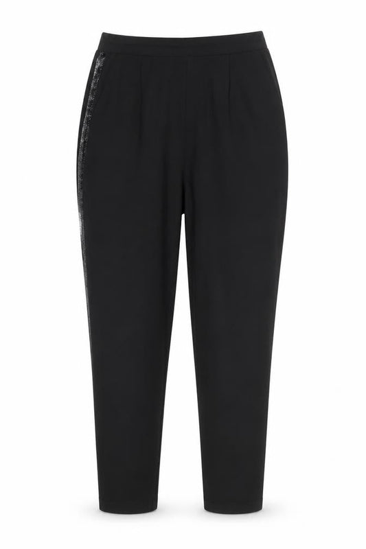 Oasis Women Black Size 8 Tapered Sequin Trim Trousers