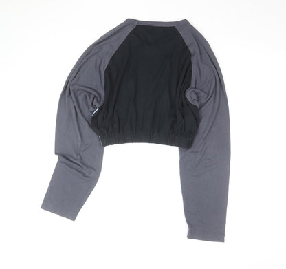 Ted Baker Women's Grey Colourblock Cropped Long Sleeve Top Size 14