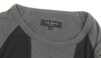 Ted Baker Women's Grey Colourblock Cropped Long Sleeve Top Size 14