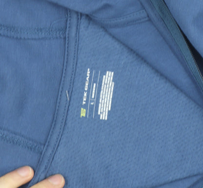 Tek Gear Men's Blue Full Zip Hoodie Size L Lightweight Cotton Blend