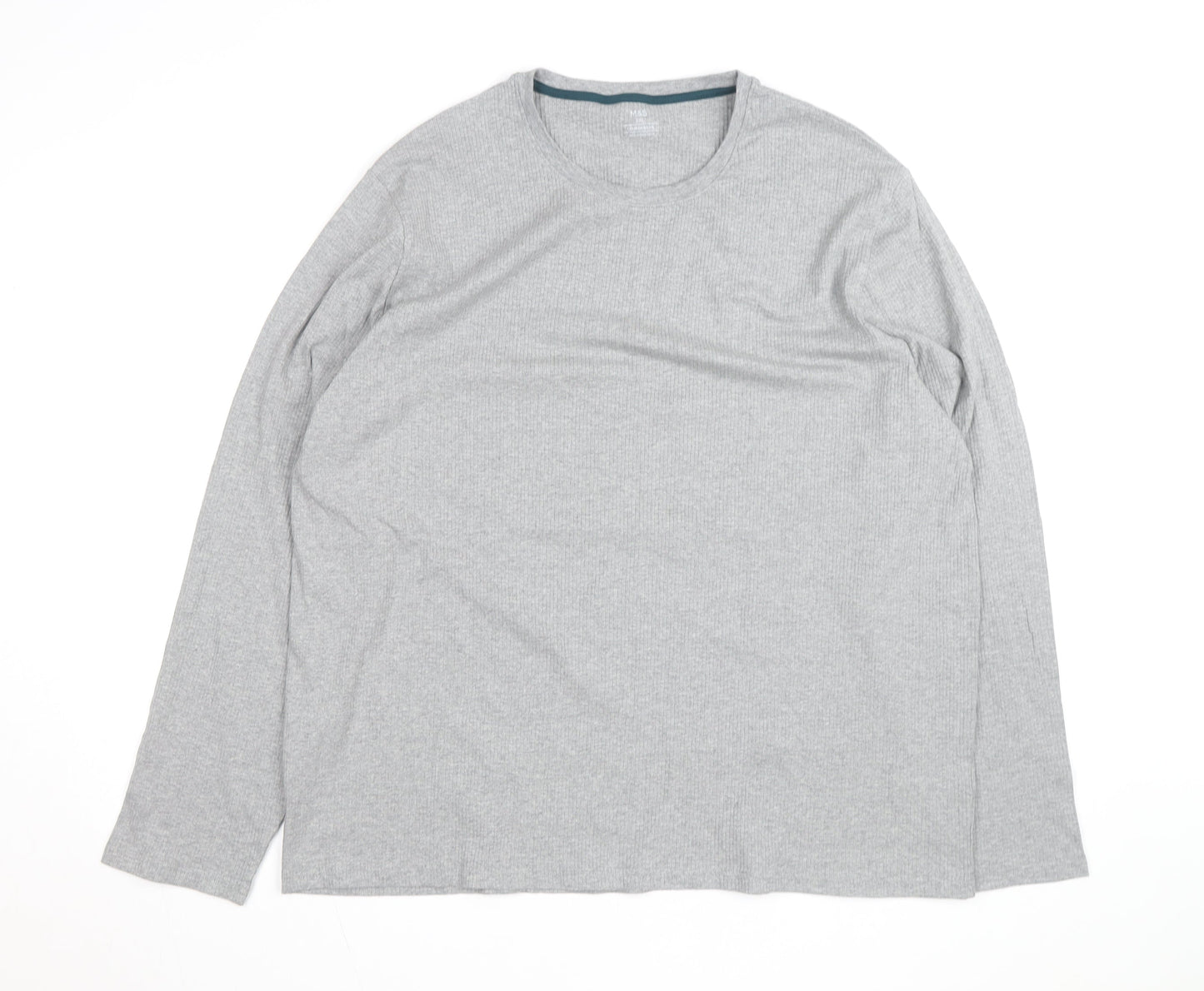 Marks and Spencer Men's Grey 2XL Long Sleeve Pyjama Top