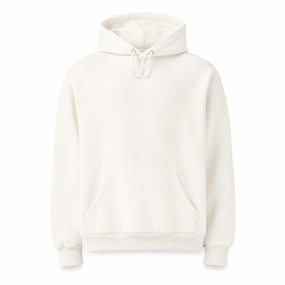 Front view of Monki unisex ivory pullover hoodie xs fleece cotton blend