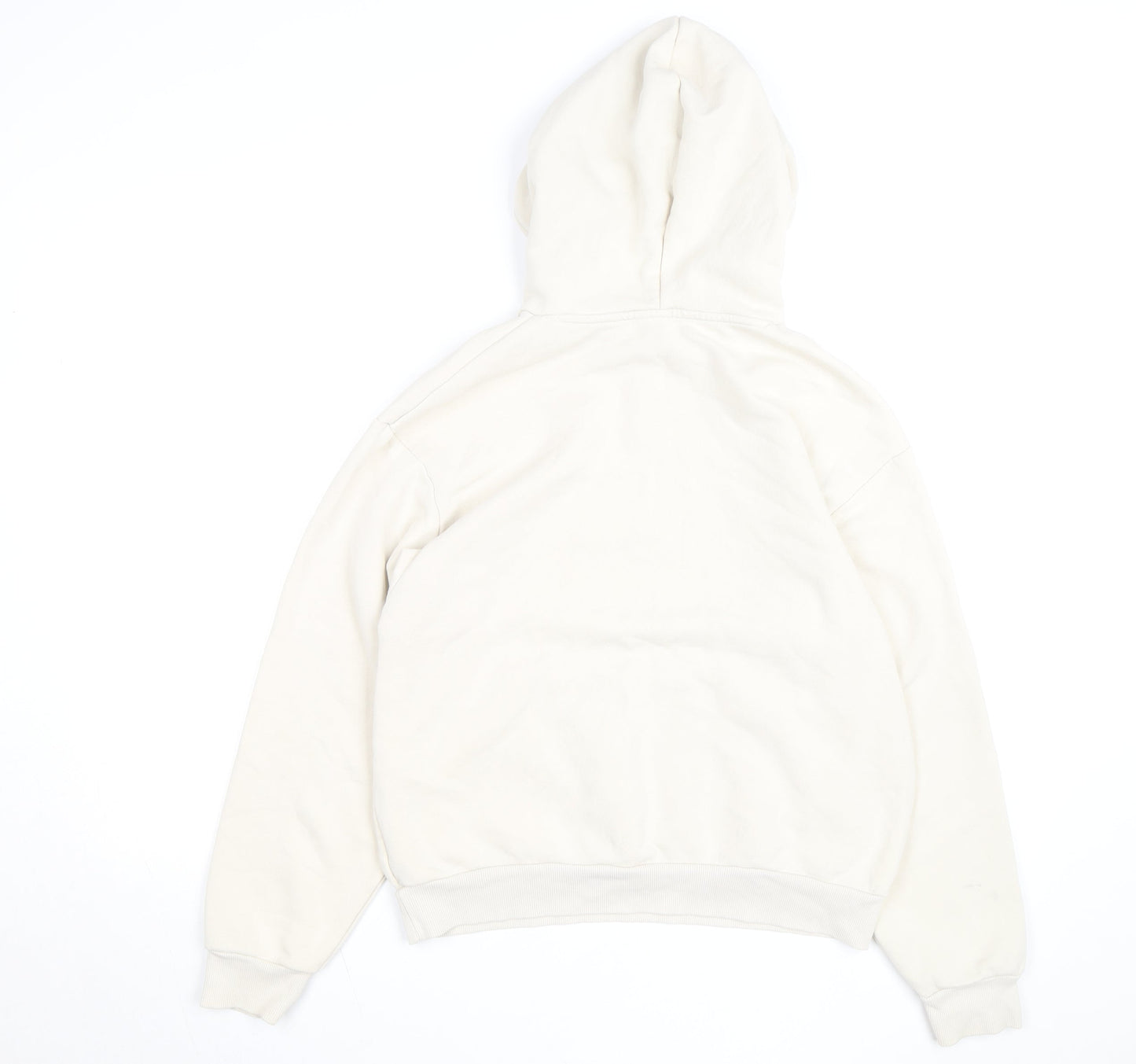 Monki Unisex Ivory Pullover Hoodie XS Fleece Cotton Blend
