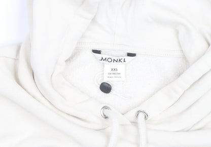 Monki Unisex Ivory Pullover Hoodie XS Fleece Cotton Blend