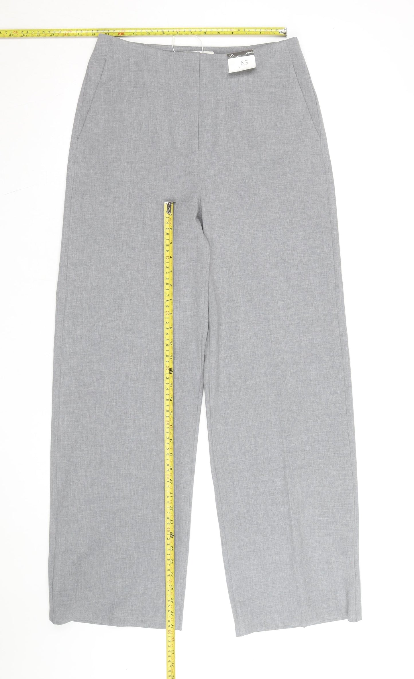 Marks and Spencer Women’s Grey Wide-Leg Dress Pants Size 10 Long