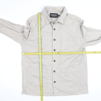 Burton Menswear London Men’s Beige Cotton Twill Button-Up Shirt L