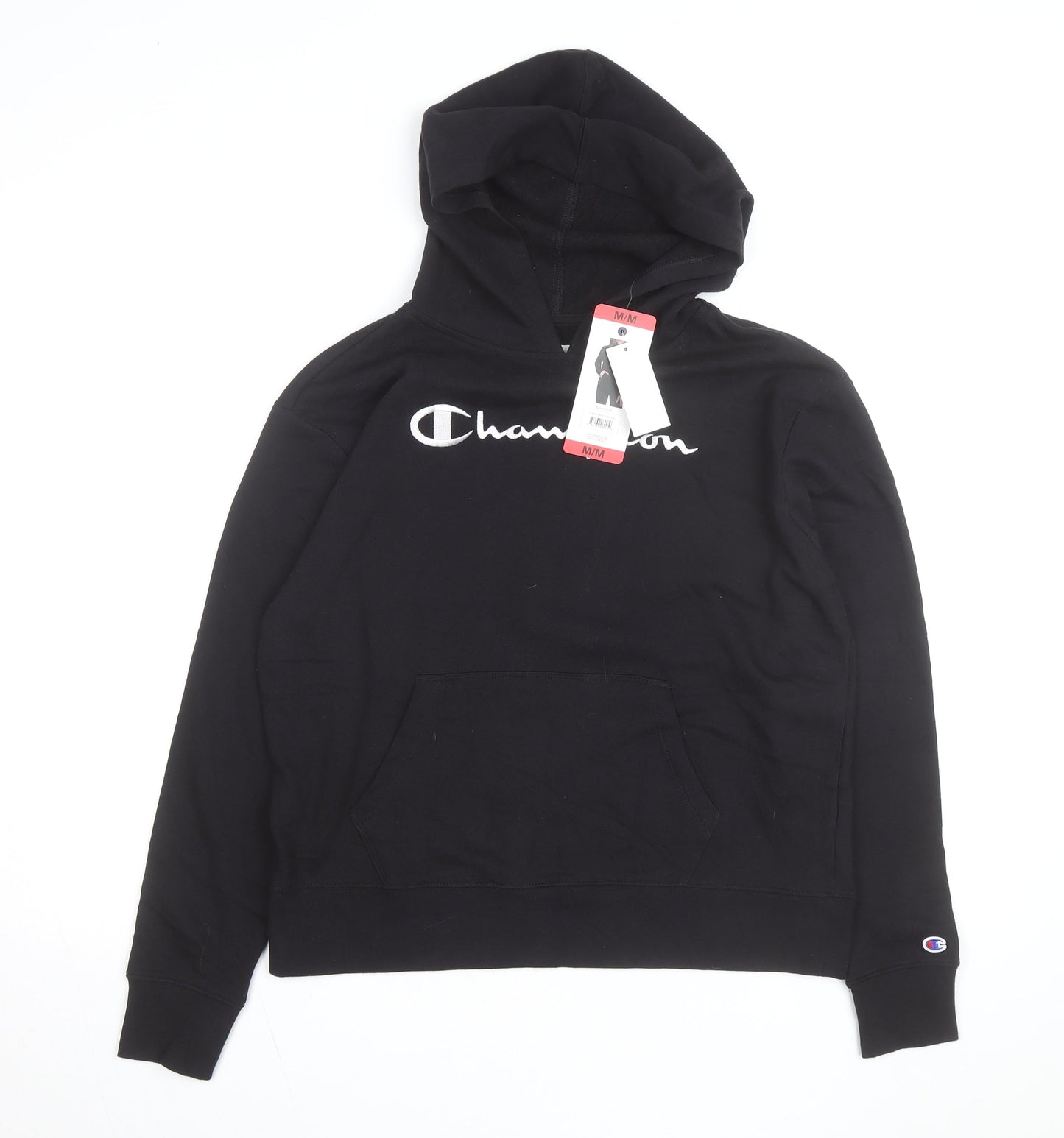 Champion Men's Black Medium Pullover Hoodie with Logo Front