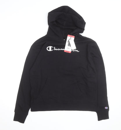 Champion Men's Black Medium Pullover Hoodie with Logo Front