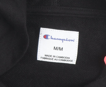 Champion Men's Black Medium Pullover Hoodie with Logo Front