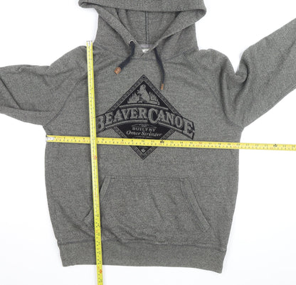 Beaver Canoe Men's Grey Pullover Hoodie Medium Fleece Logo Outdoor