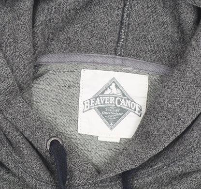Beaver Canoe Men's Grey Pullover Hoodie Medium Fleece Logo Outdoor