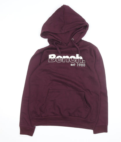 Bench Men's Purple Pullover Hoodie M Regular Fit Logo Fleece
