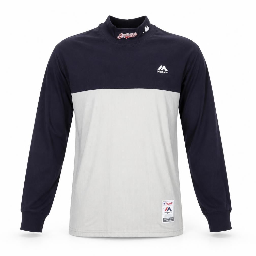 Majestic Men's Blue Long Sleeve Baseball Pullover Top L