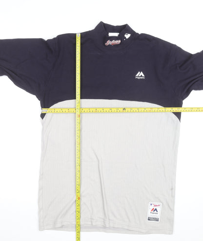 Majestic Men's Blue Long Sleeve Baseball Pullover Top L