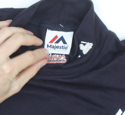 Majestic Men's Blue Long Sleeve Baseball Pullover Top L