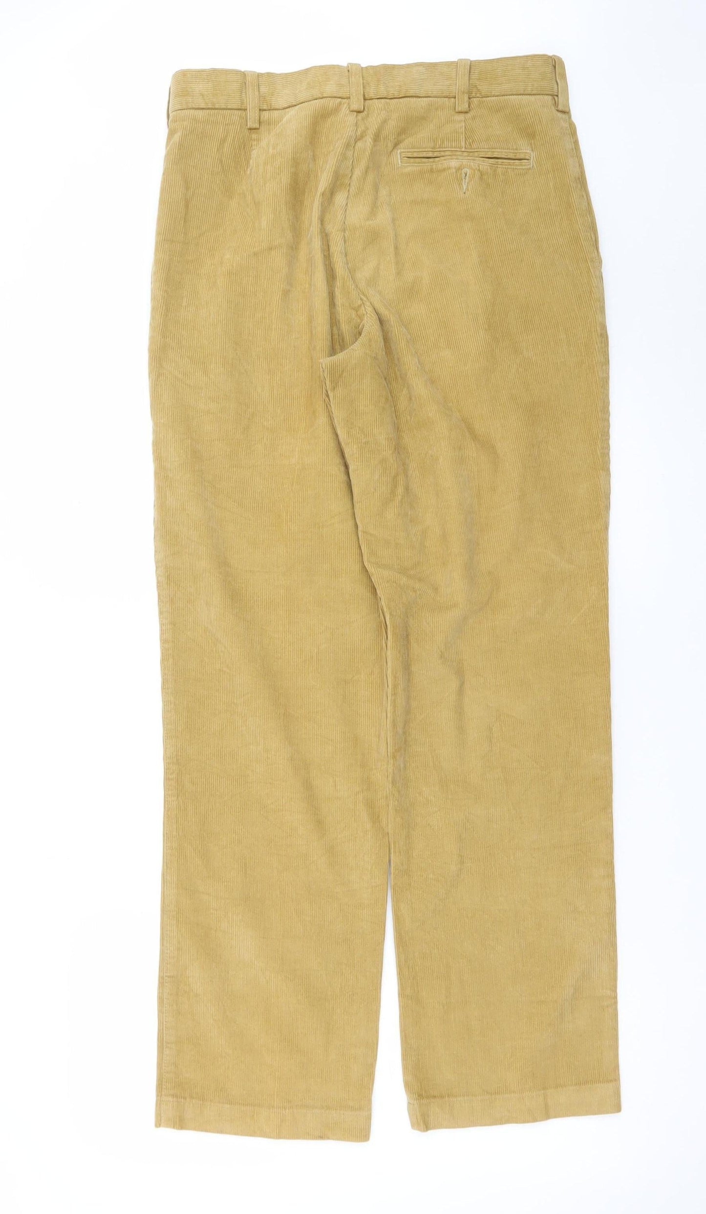 Marks and Spencer Men's Beige Corduroy Pleated Trousers 32W 31L