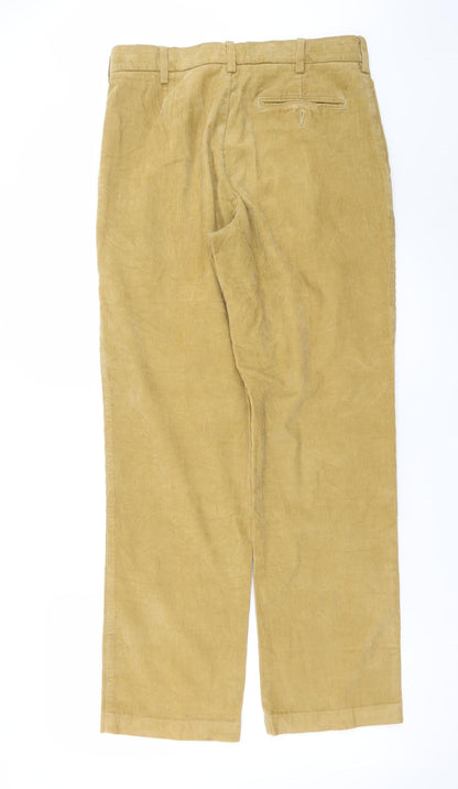 Marks and Spencer Men's Beige Corduroy Pleated Trousers 32W 31L