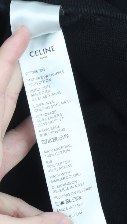 Celine Men's Black Medium Pullover Hoodie Cotton Made In Italy