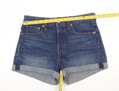 Levi's Women's Blue Denim High Rise Hot Pants Shorts W28 UK 10