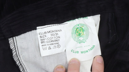 Club Montana Men’s Black Corduroy Trousers Size 30/31 Regular Fit