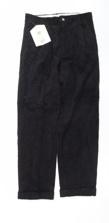 Club Montana Men's Black Corduroy Trousers 32x31 Regular Fit