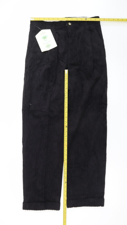 Club Montana Men's Black Corduroy Trousers 32x31 Regular Fit