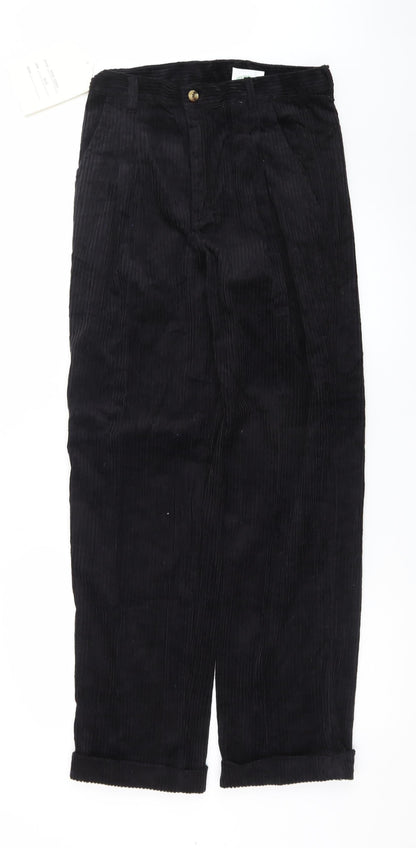 Club Montana Men's Black Corduroy Pleated Trousers Size 32x33