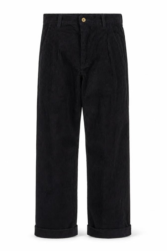 Club Montana Men's Black Corduroy Pleated Trousers Size 32x33