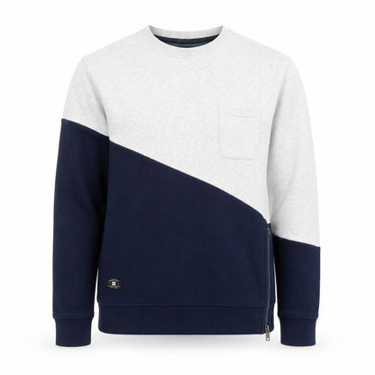 DC Men's Grey Blue Colour Block Pullover Sweatshirt Size S Zip Accent