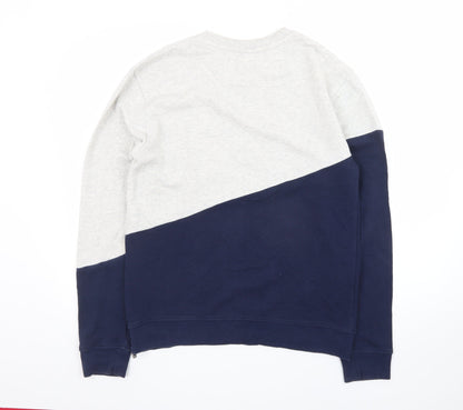 DC Men's Grey Blue Colour Block Pullover Sweatshirt Size S Zip Accent