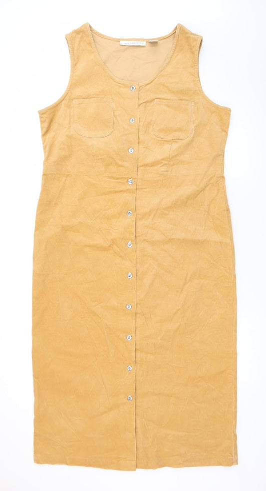 Architect Women’s Beige Corduroy Button Pinafore Dress L