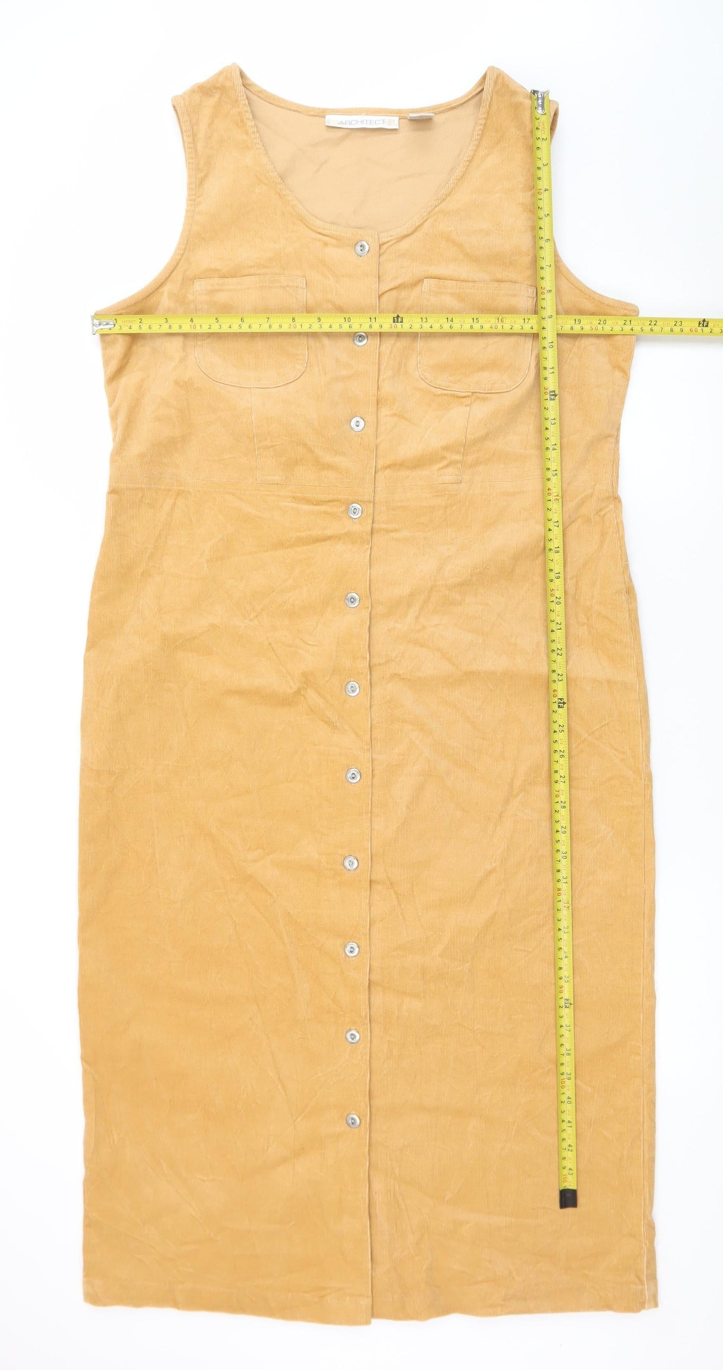 Architect Women’s Beige Corduroy Button Pinafore Dress L
