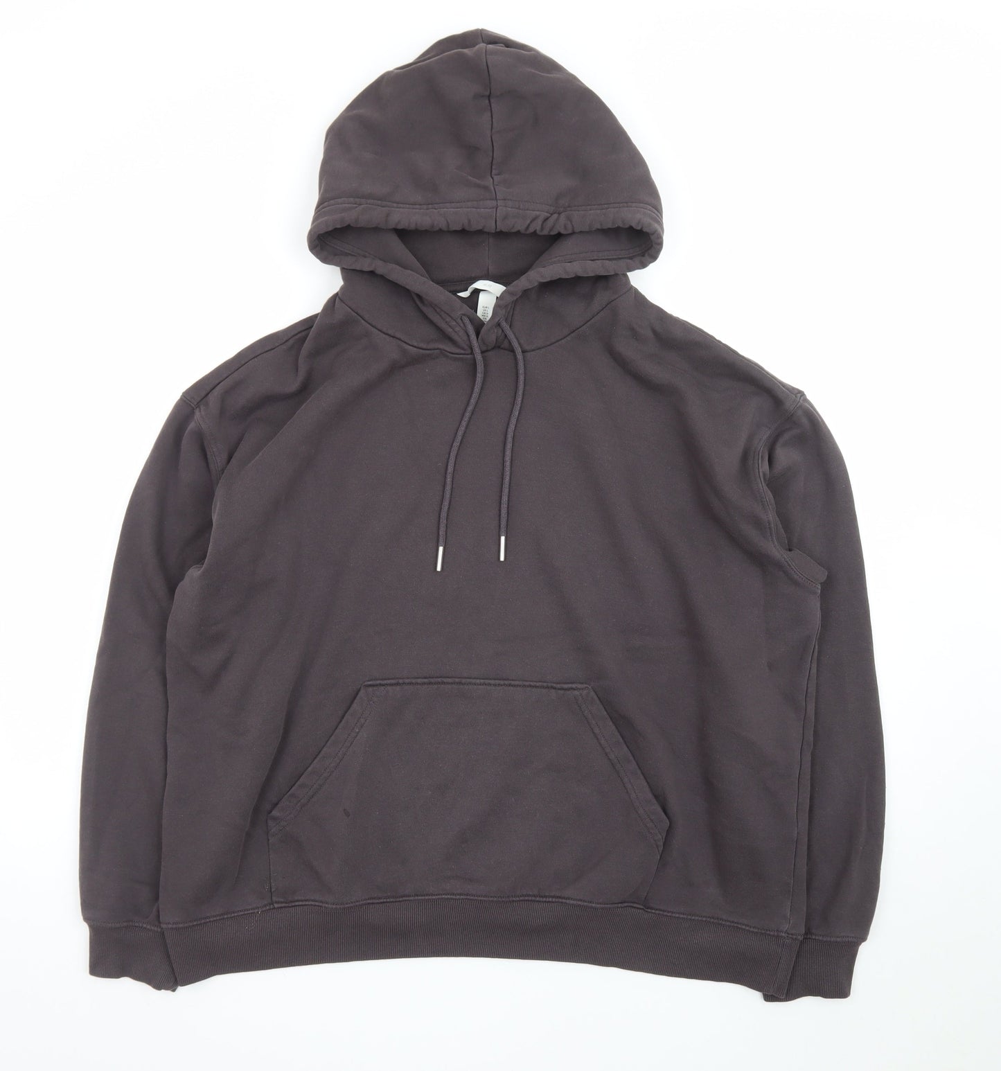 H&M Men’s Black Pullover Hoodie Cotton Blend Size L Casual Comfort