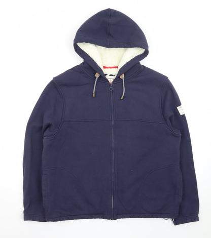 Joules Mens Blue Full Zip Hoodie Lined Cotton Hoodie Size L
