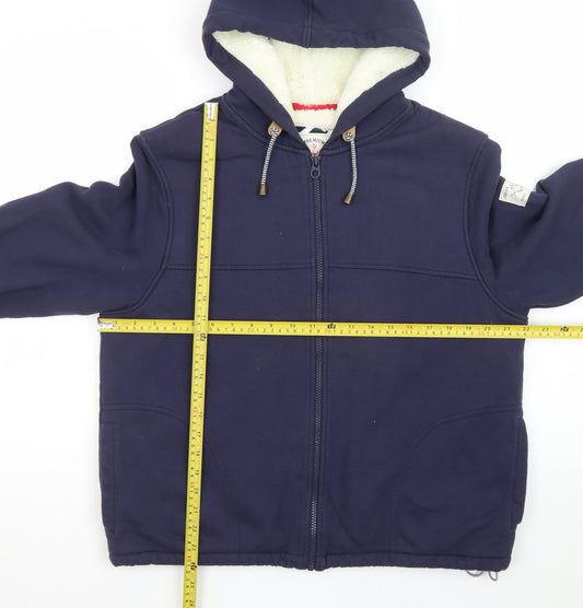 Joules Mens Blue Full Zip Hoodie Lined Cotton Hoodie Size L