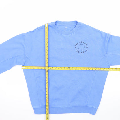 John Lewis Teens Blue Cotton Pullover Sweatshirt Size 12 Stay Positive