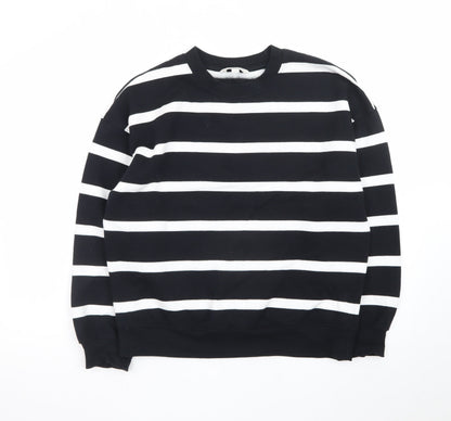 Marks and Spencer Womens Black White Striped Pullover Sweatshirt S