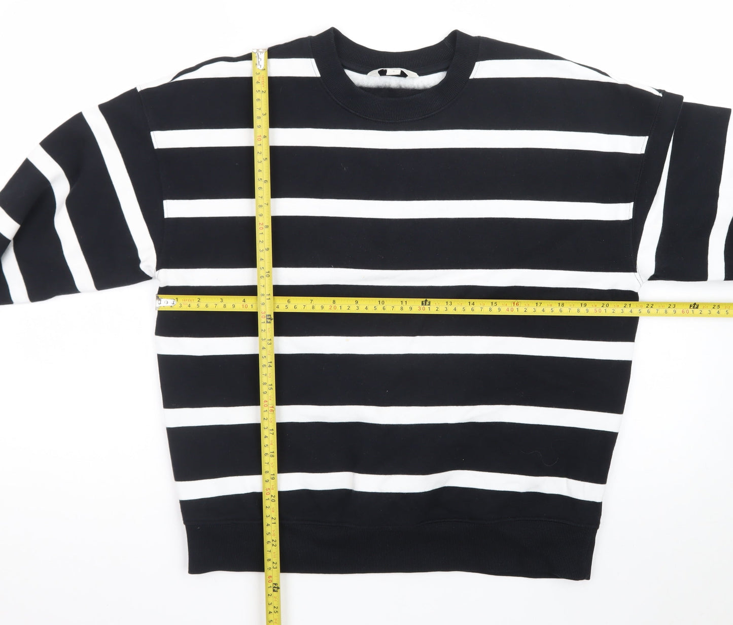 Marks and Spencer Womens Black White Striped Pullover Sweatshirt S