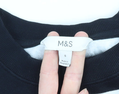 Marks and Spencer Womens Black White Striped Pullover Sweatshirt S