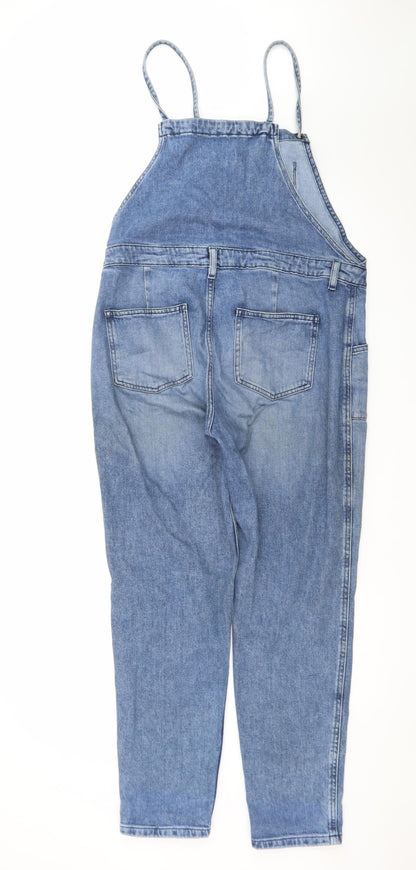 Fat Face Women Blue Denim Carrie Dungaree Jumpsuit UK 12R Eco Cotton Classic Style