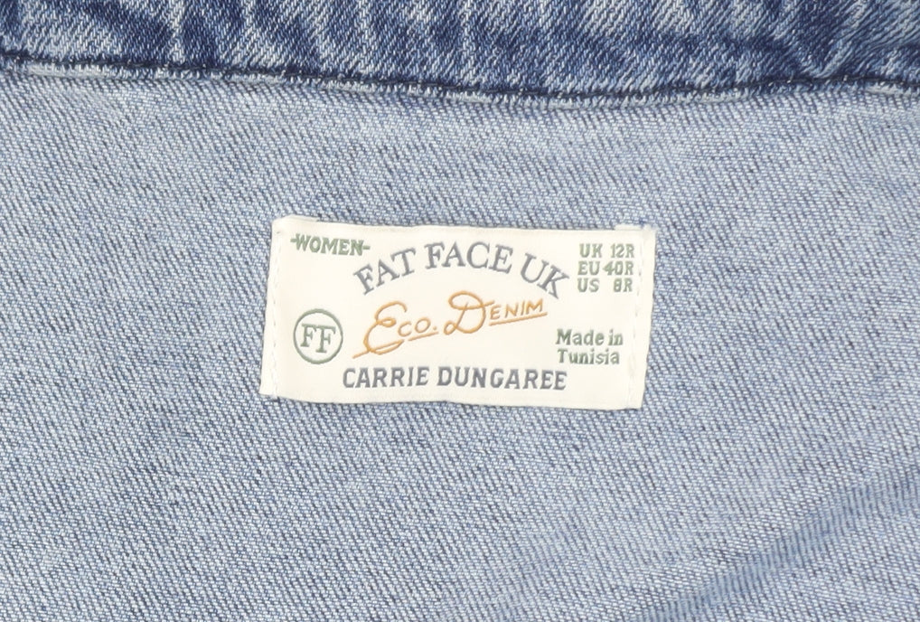 Fat Face Women Blue Denim Carrie Dungaree Jumpsuit UK 12R Eco Cotton Classic Style