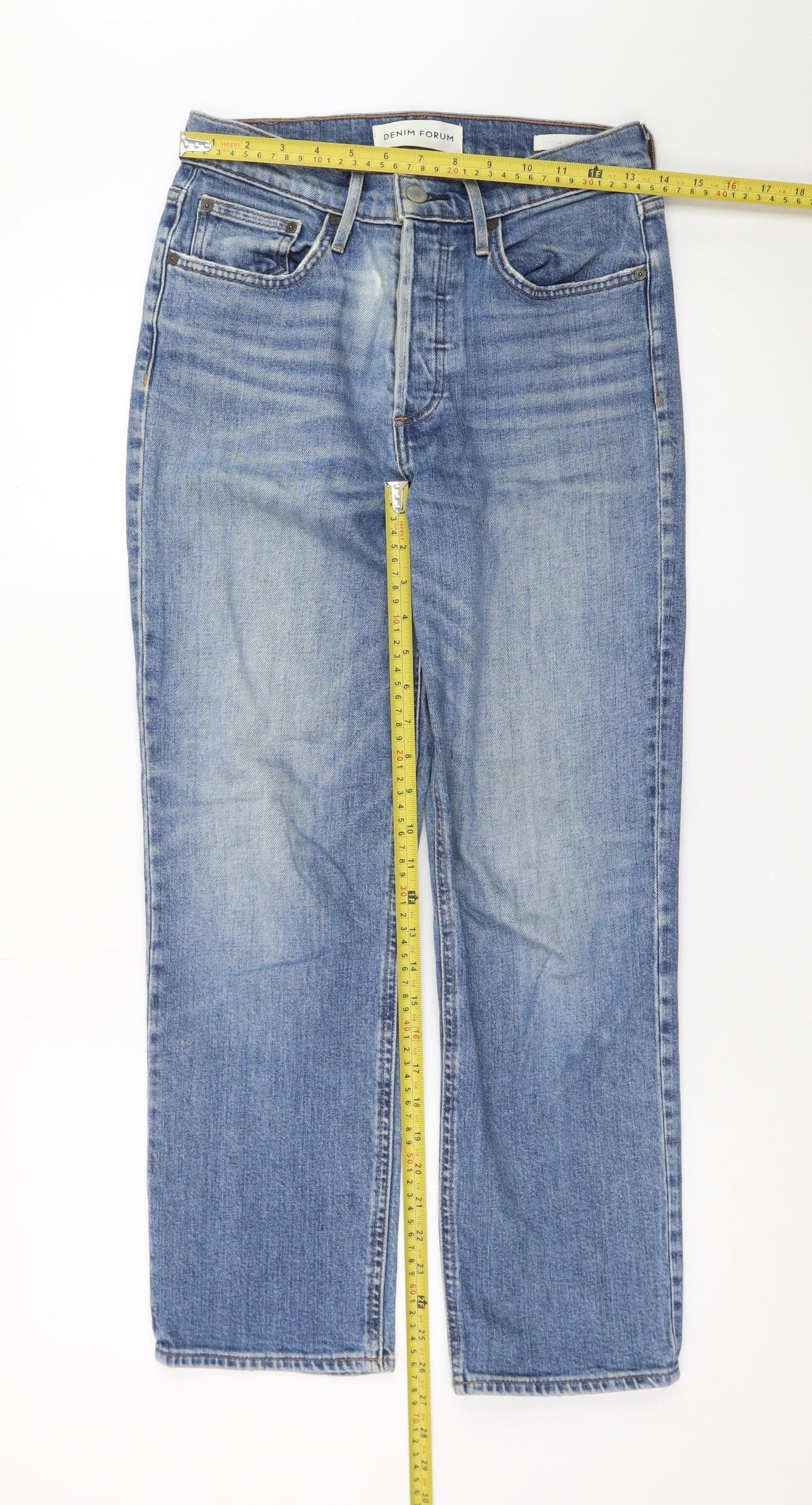 Denim Forum Women's Blue Straight Leg Jeans Size 27