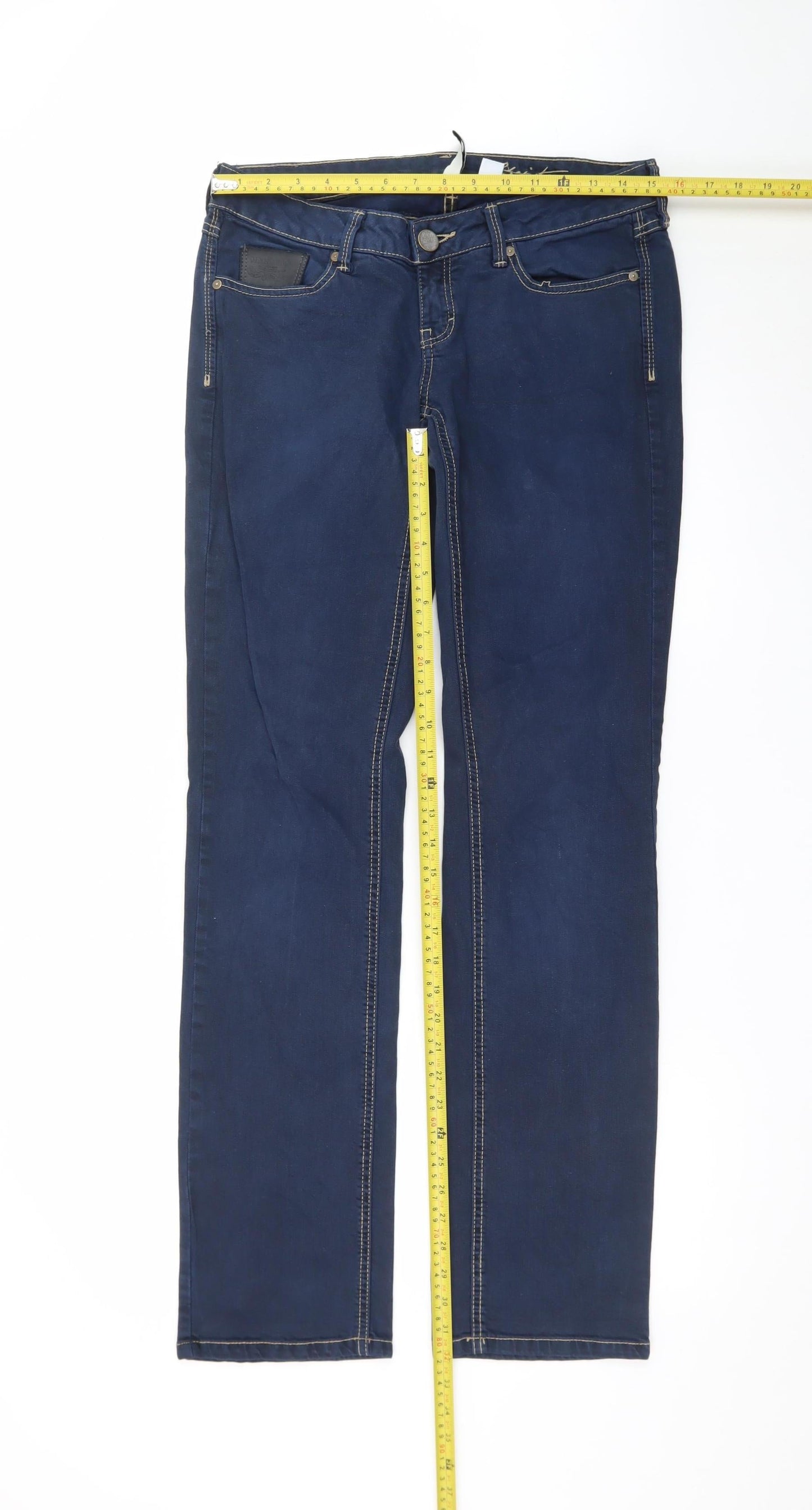 Mango Womens Blue Straight Leg Stretch Denim Jeans Size 12