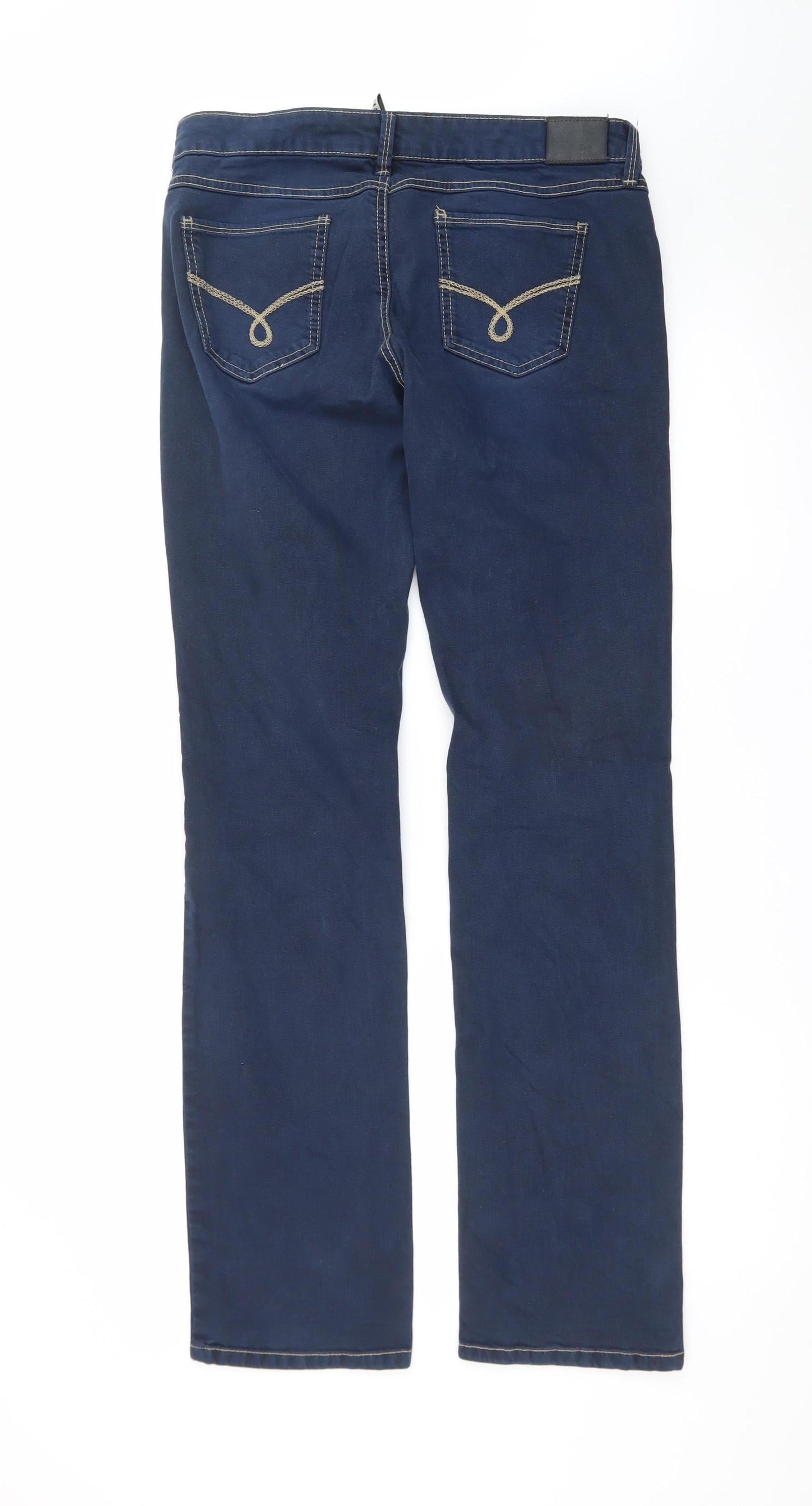 Mango Womens Blue Straight Leg Stretch Denim Jeans Size 12