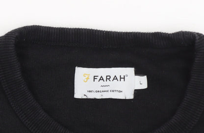 Farah Men's Black L Pullover Cotton Crew Neck Sweatshirt