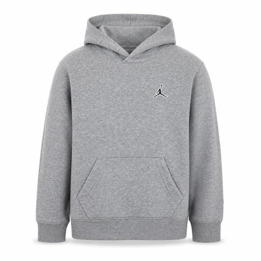 Front view of Jordan boys’ grey hoodie medium 10-12 years pullover fleece sweatshirt