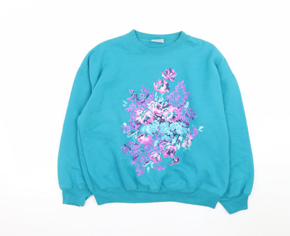 Lady Footlocker Women's Blue Floral Pullover Sweatshirt Size S