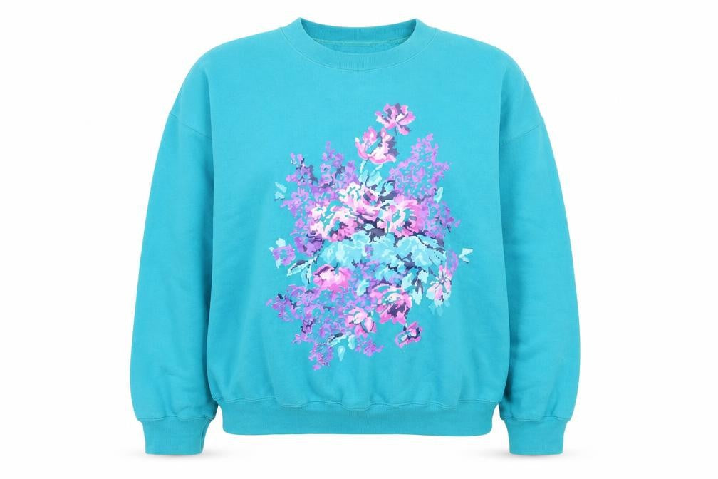 Lady Footlocker Women's Blue Floral Pullover Sweatshirt Size S