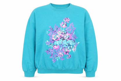 Lady Footlocker Women's Blue Floral Pullover Sweatshirt Size S